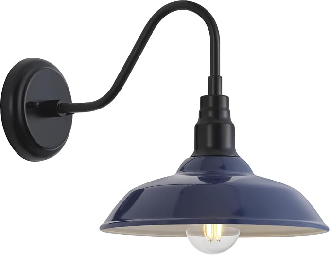 10in Outdoor Barn Light Gooseneck Outdoor Light Fixture, Midnight Blue Exterior Farmhouse Lights, Goose Neck Porch Wall Lighting Sconce for House, Garage, Doorway