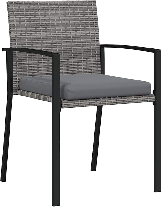 6-Piece Outdoor Dining Set, Grey Powder-Coated Steel Patio Furniture, Modern Garden Table and Chairs for Backyard, Deck, and Porch