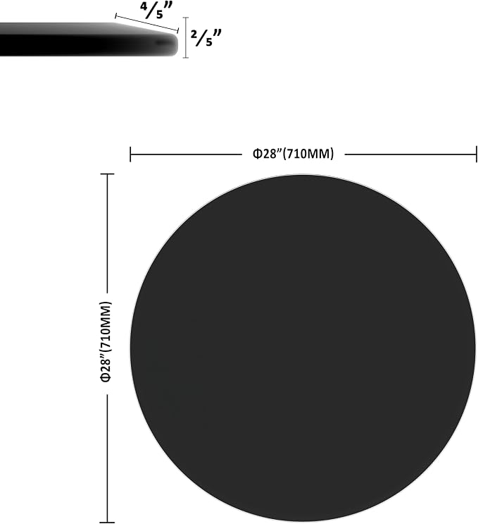 28" Round Tempered Glass Table Top, Black Glass Surface Protector Heat & Scratch Resistant Multipurpose for Dining, Coffee, Restaurant, Office and End Table (Black, 28 Inch)