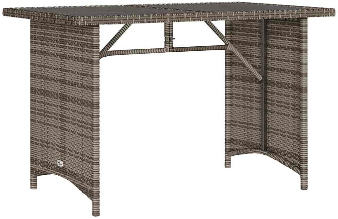 Rectangular Garden Table 43.3x26.8 in Grey | Powder Coated Steel Frame, Tempered Glass Top, Seats 4, Easy Clean