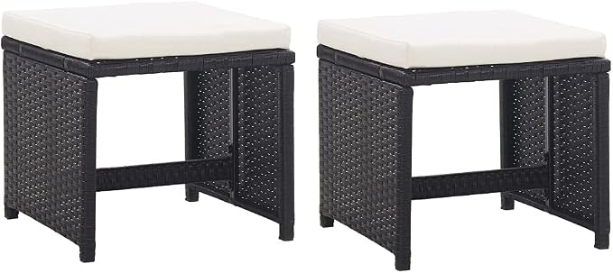 13 Piece Poly Rattan Patio Dining Set with Cushions, 1 Table 8 Chairs 4 Stools, Black Powder-Coated Steel Frame, Glass Top, Water-Repellent Cushions for Outdoor Garden