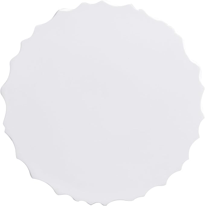 Modern White Outdoor MGO Side Coffee Table with Wavy Fluted Design 15.75" Round, 21.97" H, Assembly-Free for Patio, Garden, or Balcony White