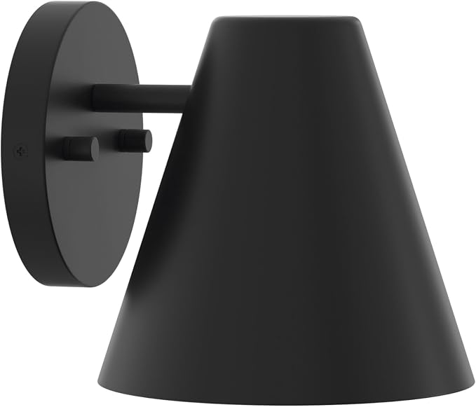 Progress Lighting Mik 14 Inch 1-Light Outdoor Wall Light, Modern Industrial Exterior Light, Matte Black Tapered Cone (14 in. H x 8 in. W x 9 in. Dia), P560408-31M