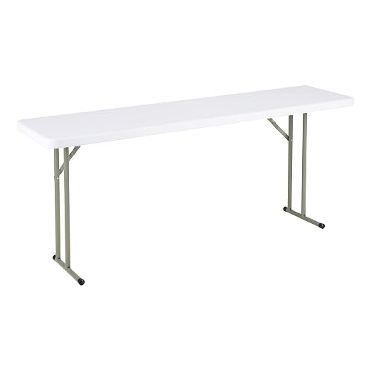 Norwood Commercial Furniture 6' Indoor/Outdoor Folding Training Table, Rectangular Blow-Molded Plastic Folding Training and Event Table, White