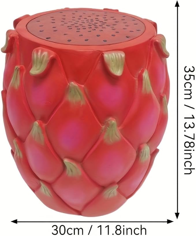 Garden Side Table, Outdoor Plant Stand,Tropical Art Deco Resin Decorative Furniture, 13.4 Inch Multi-Purpose Novelty Ornament for Patio Poolside Indoor Outdoor Home Garden Decor (Pitaya)
