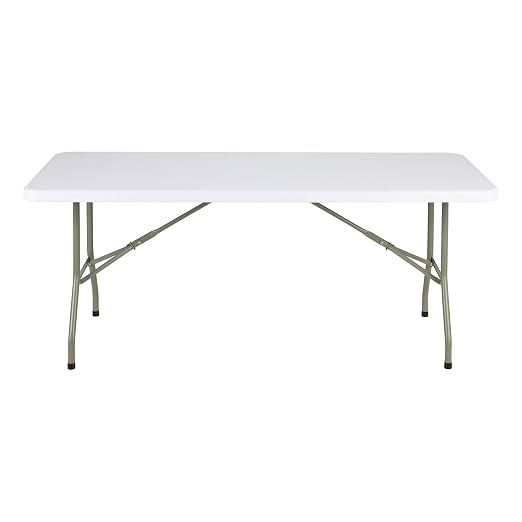 Norwood Commercial Furniture 6 ft Multipurpose Indoor Outdoor Heavy Duty Portable Rectangular Blow Molded Plastic Folding Table (30" W x 72" L) White,NOR-NAF3072WH-SO