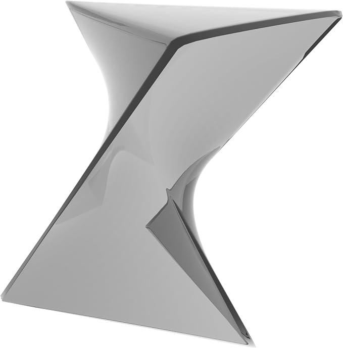 LeisureMod 15.75" Triangular Side Table, Stackable Plastic Accent End Table for Indoor & Outdoor Use, Weather-Resistant Modern Patio & Living Room Table, Set of 2, Smoke