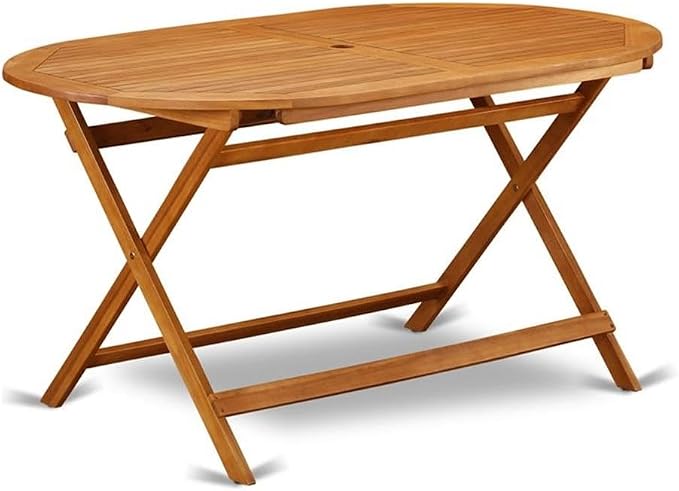 East West Furniture BDITFNA Outdoor Dining Bistro Table - an Oval Acacia Wood Table, 36x60 Inch, Natural Oil