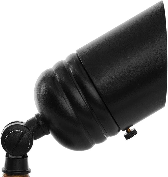 VOLT 12V Fat Boy Outdoor Spotlight (Black) & 5W 3000K MR16 LED Bulb | Solid Brass with Durable Powder Coating, 400 Lumens of Modern White Light, Ideal for Yard, Garden, Trees & House