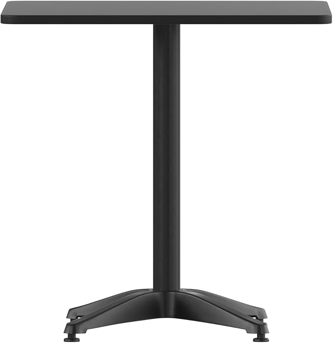 Flash Furniture Mellie 27.5'' Square Aluminum Indoor-Outdoor Table with Base, Black