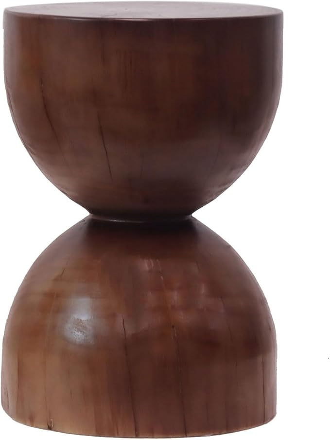 Tree Stump、Wood Side Table、Round Wood Coffee Table, Wooden Stool, Side Table, Round end Tables Living Room(Color:Brown)
