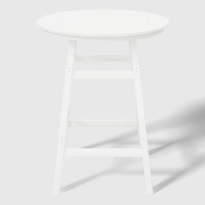 WestinTrends Malibu Outdoor 35" HDPE Round Patio Bar Height Table, White