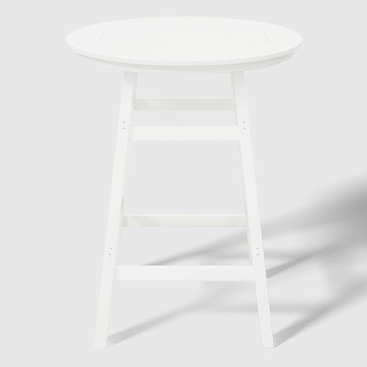 WestinTrends Malibu Outdoor 35" HDPE Round Patio Bar Height Table, White