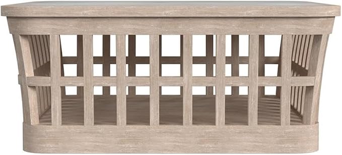 Afuera Living Outdoor Square Coffee Table, 42.25 in, Solid Teak Wood Frame, Natural Finish, Genuine Marble Top, Waterproof Design, Rounded Edges, Fully Assembled Patio Furniture