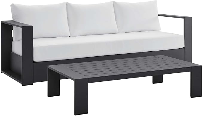 Modway Tahoe Aluminum 2-Piece Outdoor Patio Set in Gray White