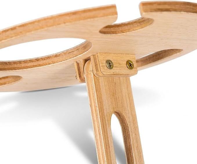 Portable Outdoor Wine Table with Removable Round Wooden Wine Rack, Ground Fixing Design, Comes with Storage Bag, Small Picnic Table for Wine Lovers, Ideal for Garden Lawn Beach, Easy to Carry & Store