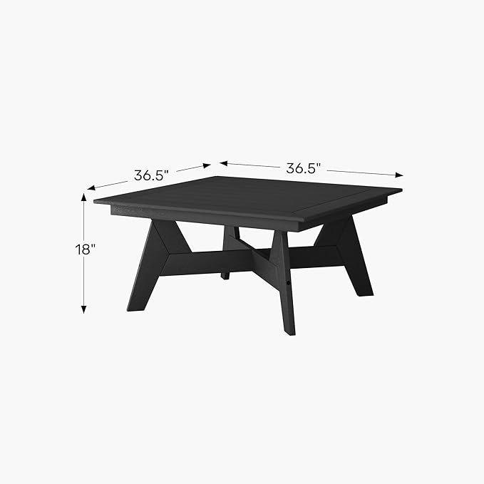 WestinTrends Avalon Modern Low Outdoor Patio Square HDPE Coffee Table, Navy Blue