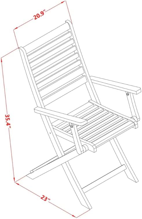 East West Furniture DECM72CANA 7 Piece Patio Dining Set Consist of a Rectangle Outdoor Acacia Wood Table and 2 Folding Arm Chairs with 4 Side Chairs, 40x72 Inch, Natural Oil