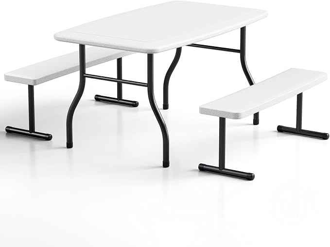 Kids Picnic Table with Benches, 38" Outdoor Toddler Table Set for 4 Children, Heavy Duty HDPE Play Table, 300LBS Capacity, Kids patio table and Chairs for Backyard, Park, Garden, Crafting and Indoor