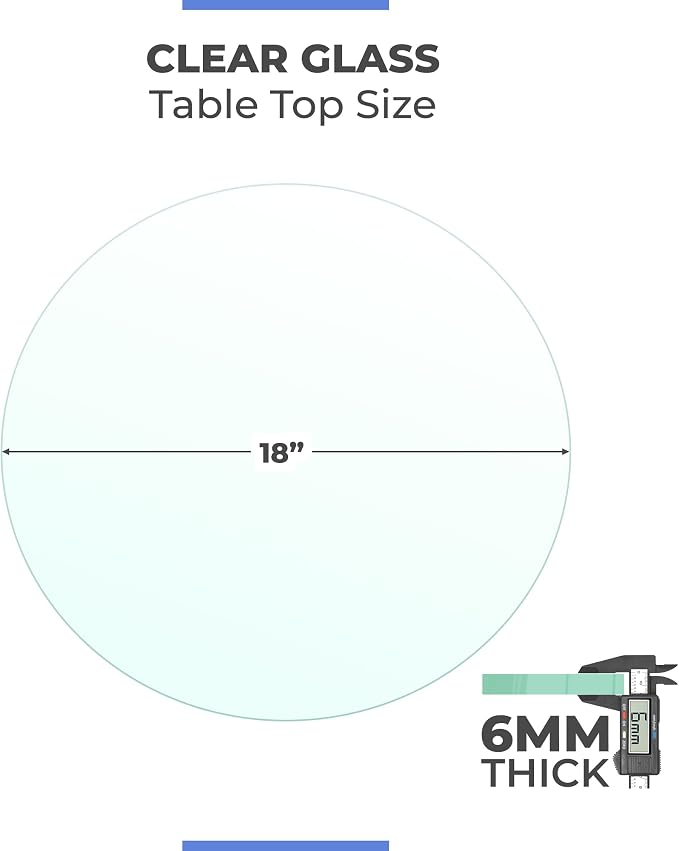 18 Inch Round Clear Tempered Glass Table Top with 1/4" Thick Polished Edges for Dining, Coffee Table, or Office Use by Fab Glass and Mirror