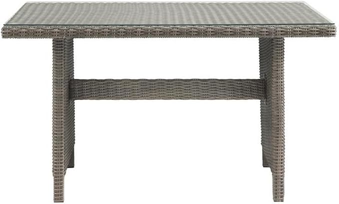 Asti All-Weather Wicker Outdoor Dining Table with Glass Top, Rust-Resistant Aluminum Frame, Weatherproof Patio Furniture, 55 in. W x 31 in. D x 30 in. H, Ideal for Garden and Deck