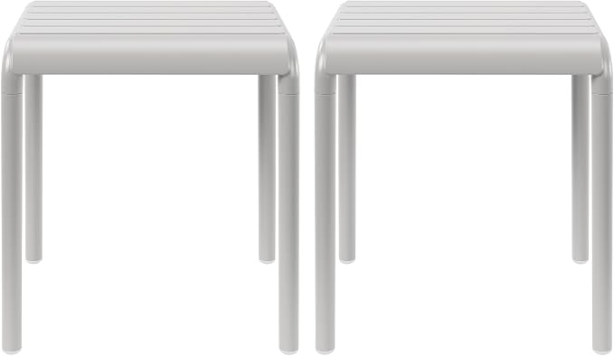 WestinTrends Playa Plastic Modern Outdoor Patio Accent Side Tables (Set of 2), Gray