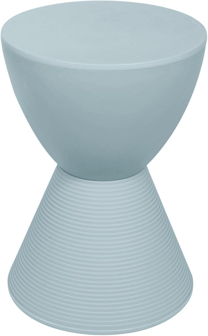 LeisureMod Modern Hourglass Side Table - ABS Shell Drum End Table with Storage for Indoor & Outdoor Use, Dusty Blue