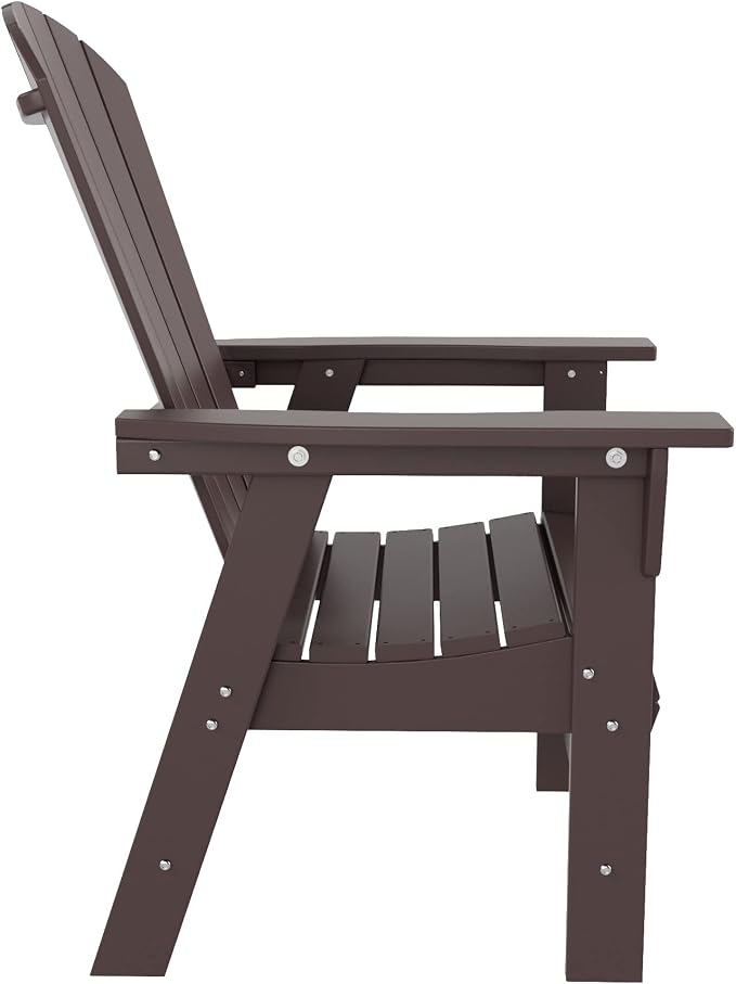 WestinTrends Dylan Adirondack Patio Dining Set for 6, All Weather Poly Lumber Outdoor Table and Chairs Set of 4, 71" Trestle Table and Adirondack Dining Chair with Dining Bench, Dark Brown
