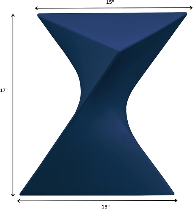 LeisureMod 15.75" Triangular Side Table, Stackable Plastic Accent End Table for Indoor & Outdoor Use, Weather-Resistant Modern Patio & Living Room Table, Set of 2, Navy Blue