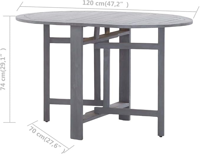 Table & Outdoor Table Gray Solid Acacia Wood Dining Table Patio Table for Garden Balcony Patio 47.2 x 27.6 x 29.1 in