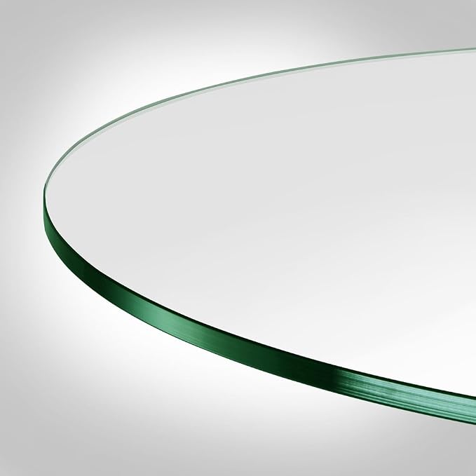Dulles Glass 18 inch Round Glass Table Top - Tempered - 3/8" Thick Glass Surface, Safe Flat Polished, Multipurpose for Dining Table, Patio, Coffee and End Table