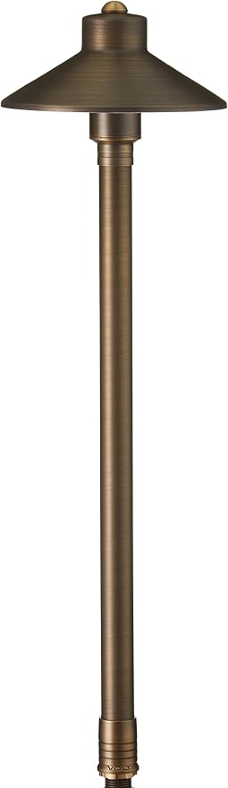 VOLT 12V Flat Hat (7"" Shade) 2700K LED Path Light 6-Pack Kit, Bronze | Solid Brass Fixtures, 150W Low Voltage Transformer, 3W G4 LED Bulbs Produce 300 Lumens of Warm White Light