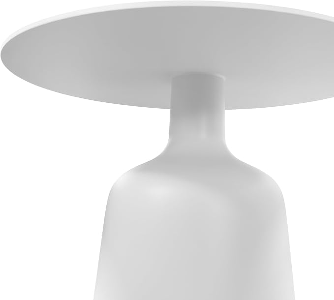 19.5" Round Pedestal Side Table, Stable Bell Base Modern Minimalist End Table, Small Coffee Accent Table for Living Room Bedroom Patio Balcony Indoor Outdoor, White