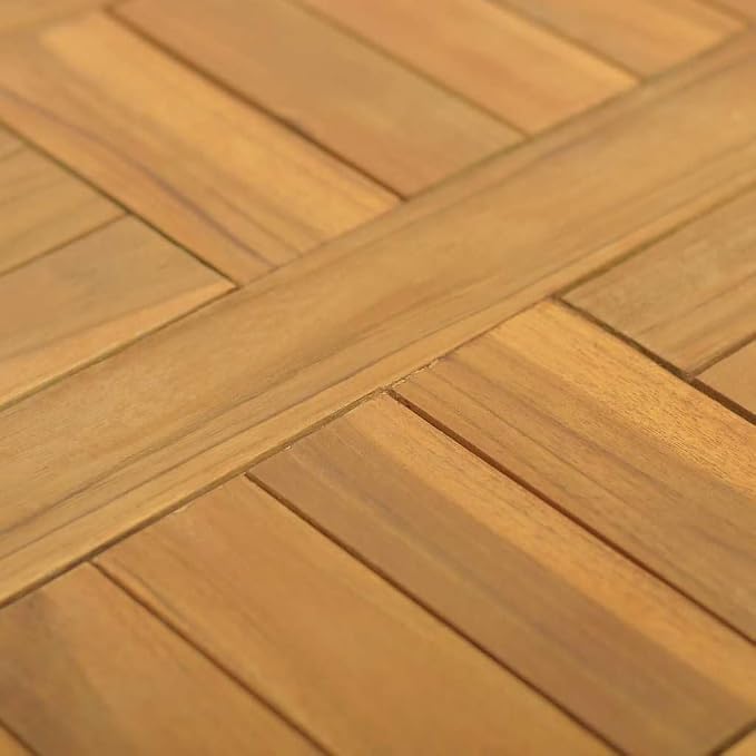 Square Solid Teak Wood Table Top 15.7 x 15.7 Inch, Weather Resistant Indoor Outdoor Replacement Tabletop for Dining Room, Cafe, Restaurant, Brown