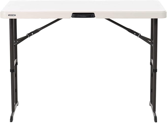 Lifetime Nesting 80823 Adjustable Rectangular Folding Table 122 cm for 4 People Beige
