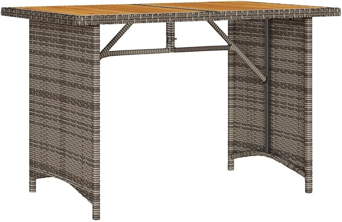 Contemporary Outdoor Dining Table 6 Person Garden Table Grey Garden with Solid Acacia Wood Top and Powder-Coated Steel Frame