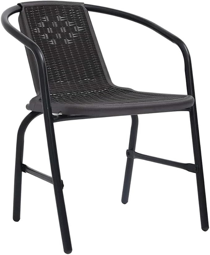 Afuera Living 7 Piece Poly Rattan Garden Dining Set, Black Powder-Coated Steel Frame, Tempered Glass Tabletop, Modern Outdoor Patio Dining Furniture for 6, Easy Assembly, Weather-Resistant