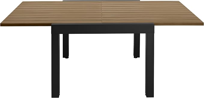 Expandable Patio Dining Table for 4-6 Person, Aluminum Extendable Outdoor Table, 32"-65" Adjustable Patio Table, Square/Rectangular Outdoor Accent Table for Garden, Backyard, Poolside, Teak