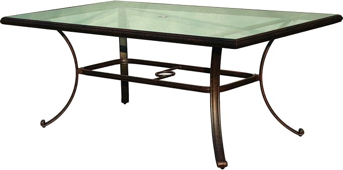 Darlee 42" x 72" Patio Dining Table with Glass Top in Antique Bronze