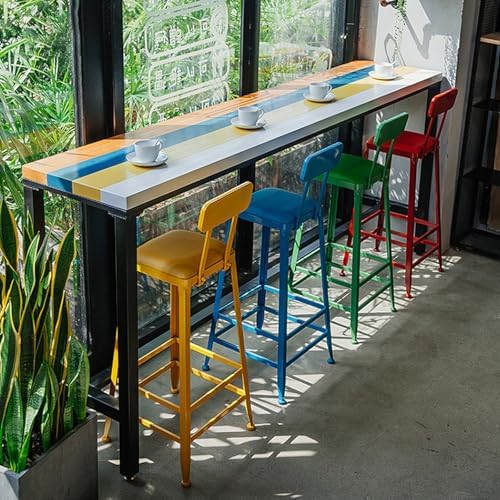 Vibrant Solid Wood Counter-Height Bar Table, Narrow Rectangular Dining Table for Kitchen Islands, Balconies, Outdoor Bars - 15.7x78.7in, No Stools Included