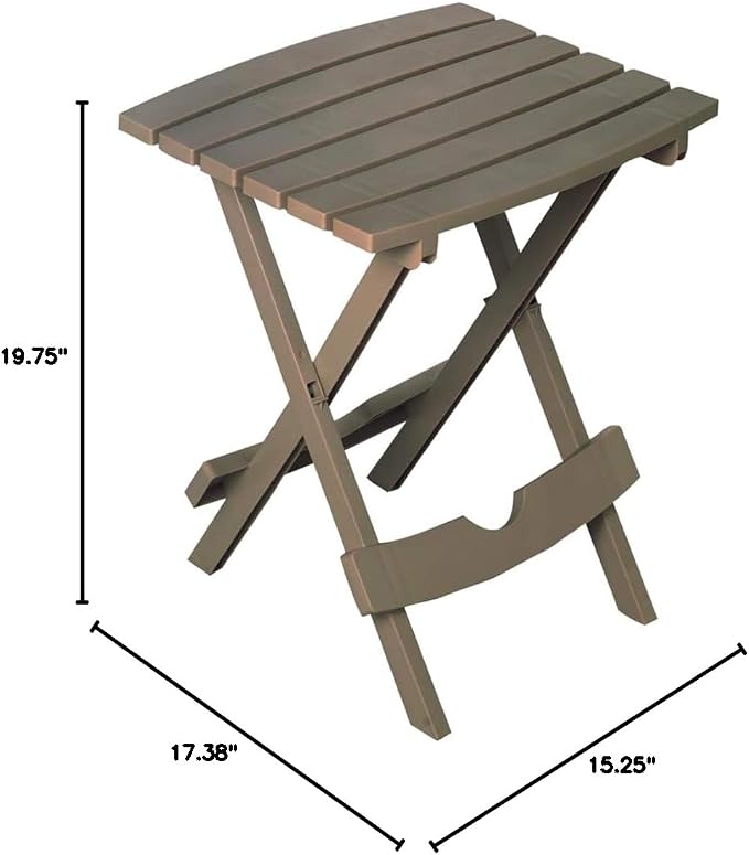 Adams Quik Fold Portobello Rectangular Polyresin Side Table