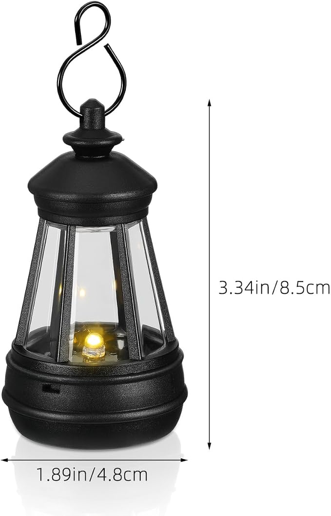 DOITOOL 3 Pcs Small Solar Lantern Lights 3.3x1.9 Inches | Mini Hanging Lights for Outdoor Figurine, Waterproof Garden Statue Replacement Ambient Night Light