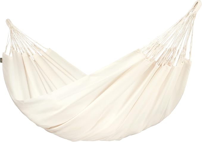 LA SIESTA Brisa Double Outdoor Hammock — Colombian-Made Polypropylene, UV & Weather Resistant, for Backyard & Patio - Vanilla
