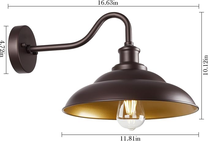 Barn Light - 12" Farmhouse Exterior Wall Mount Sconce, Industrial Black & Oil Rubbed Bronze, 3 Pack - Outdoor & Indoor Use