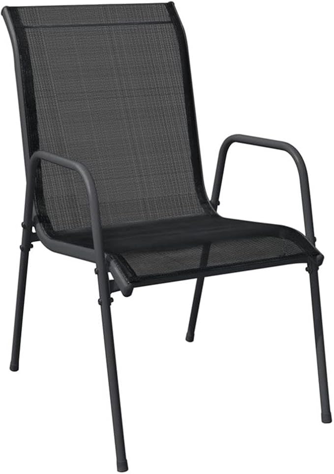Afuera Living 5 Piece Patio Dining Set, Powder-Coated Steel Frame, Black/Anthracite Finish, Tempered Glass Tabletop, Curved Armrest Chairs, Outdoor Furniture for Garden, Patio, Balcony Dining