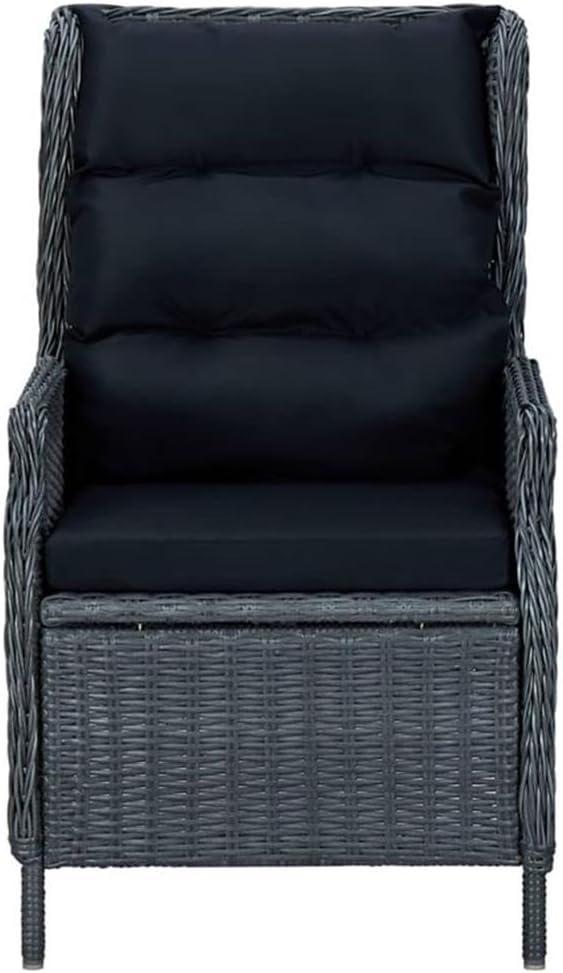 Afuera Living 5-Piece Contemporary Patio Dining Set, Synthetic Poly Rattan & Powder-Coated Steel, Dark Gray/Black Finish, Cushioned Seating, Square Table for Outdoor Garden, Terrace, or Balcony Use