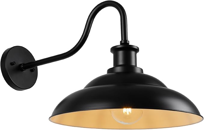 Outdoor Barn Light Fixture, 16 Inch Dome Large Wall Sconce Farmhouse Exterior Wall Mount Light for House Garage Patio Doorway
