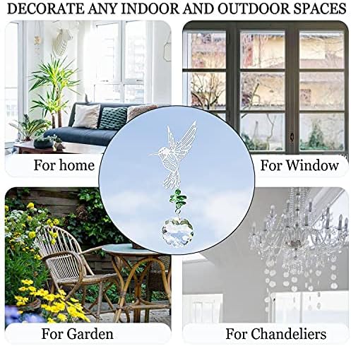 Rainbow Maker Hummingbird Flower Prism Window Suncatcher Crystal Decor | Crystal Hummingbird Flower Prism Suncatcher Rainbow Maker for Window Garden Home Office Decor Accent