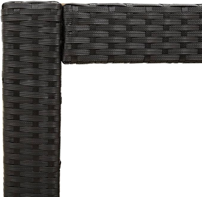 Patio Side Table with Wooden Top Black 39.4"x15.7"x29.5" Poly Rattan Outdoor Coffee End Table for Patio, Garden, Backyard, or Balcony