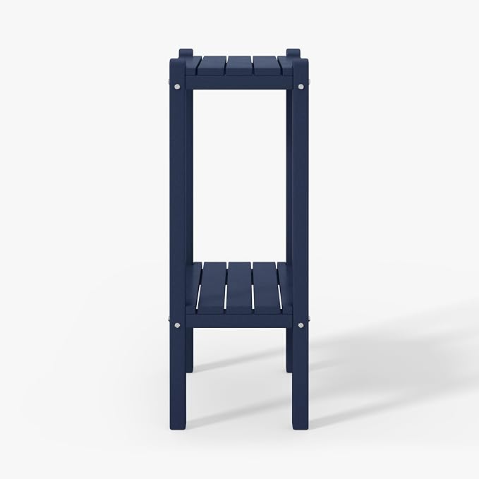 WestinTrends Malibu 36" Outdoor Adirondack HDPE 2-Tier Patio Side Table, Navy Blue